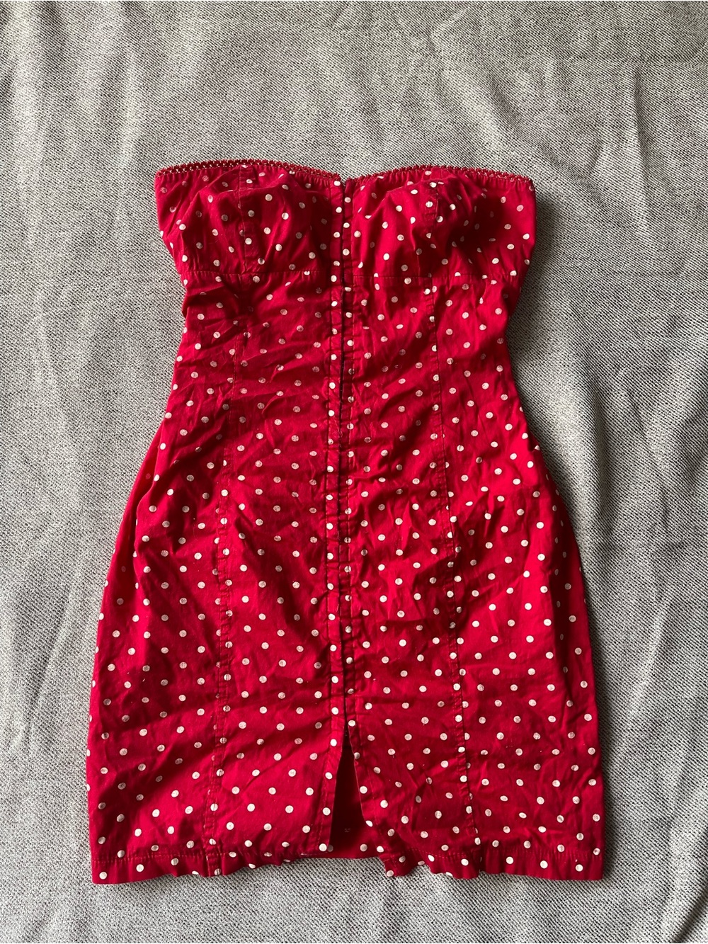 Women’s Strapless Red Polka Dot Dress